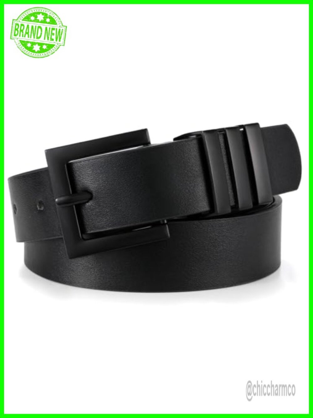 Womens PU Leather Belt Plus Size Jeans Pants Dress Square Gold Buckle